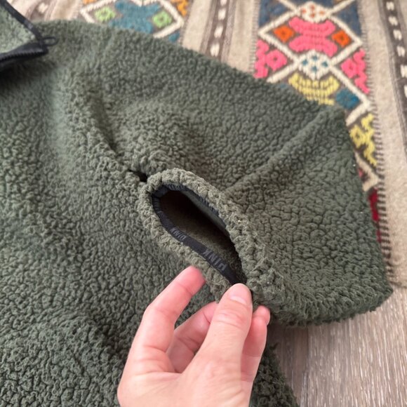 PINK Victoria's Secret Sherpa Pullover 3/4 Zip Jacket L EUC Forest Green - Picture 4 of 7